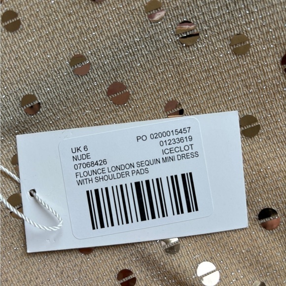 Flounce London Sequin Mini Dress Gold/Nude Women's Size 2 - Picture 11 of 12